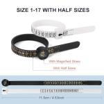 Ring Sizer Measuring Tool Kit, Ring Mandrel Measurer, 27 PCS Premium Steel Measuring Ring Tool, US Ring Size 0-13, 2 PCS Reusable Finger Size 1-17 USA Rings Size with Magnified Glass