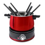 Swissmar Arolla 10 Pieces Stainless Steel Electric Fondue Set - Perfect Fondue Pot Electric Set for Cheese, Chocolate, Oil, Broth & More - Gift Ideas for Wedding, House Warming, Red, 2.1 Qt / 2L