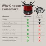 Swissmar Arolla 10 Pieces Stainless Steel Electric Fondue Set - Perfect Fondue Pot Electric Set for Cheese, Chocolate, Oil, Broth & More - Gift Ideas for Wedding, House Warming, Red, 2.1 Qt / 2L