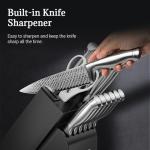 Knife Set, Emojoy 15 Pieces Kitchen Knife Block Set with Built-in Sharpener, High Carbon Stainless Steel Sharp Knife Block Set with Hollow Handle