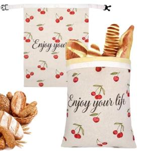 ChefLee Beeswax Bread Bags, 2-Pack Reusable Food Storage for Homemade Bread & Sourdough, Linen Waxed XL Bags Keeps Fresh Longer, Freezer Safe for Baking Loaf