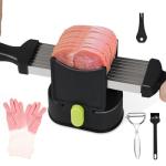 HALNKSZDDD Fresh Meat Slicer with Peeler and Rubber Gloves, Thickness Adjustable 2 or 4 mm for Chicken Breast Beef Pork, Stainless Steel Manual Meat Cutter can be Sliced, Striped, Diced