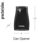 Proctor Silex Power Electric Automatic Can Opener for Kitchen with Knife Sharpener, Twist-off Easy-Clean Lever, Cord Storage, Black (75217PS)