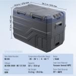 VEVOR NLS45, 12 Volt Car Refrigerator Fridge, 32 L Dual Zone Portable Freezer, -4℉-68℉ Adjustable Range, 12/24V DC and 100-240V AC Compressor Cooler for Outdoor, Camping, RV, Bule and grey