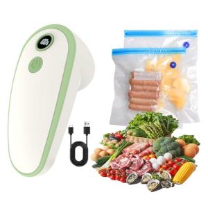 New Handheld Vacuum Sealer for Food storage, Sous Vide and Meal Prep, 1 Vacuum Sealer + 20 Food Reusable Bags (10 Pcs M+10 Pcs L)