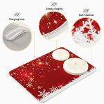 Christmas White Snowflake On Red Background Dish Drying Mat 16x18 inch Dish Drainer Kitchen Counter Mats Bottles Dish Dry Pad Protector for Kitchen Countertops