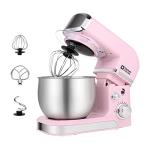 Kitchen in the box Stand Mixer,3.2Qt Small Electric Food Mixer,6 Speeds Portable Lightweight Kitchen Mixer for Daily Use with Egg Whisk,Dough Hook,Flat Beater (Pink)