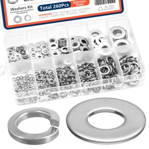 260-Piece Stainless Steel Washer Assortment Kit