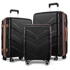 3-Piece Expandable Hardside Luggage Set - Black