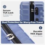 Coolife 3-Piece Expandable Blue Luggage Set