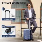 Coolife 3-Piece Expandable Blue Luggage Set