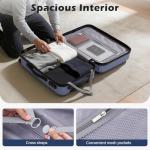 Coolife 3-Piece Expandable Blue Luggage Set