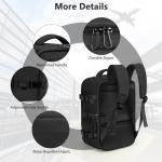 Compact Cabin Backpack with USB Charging - Black
