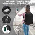 Compact Cabin Backpack with USB Charging - Black
