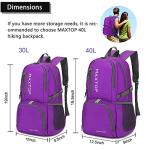 Lightweight 40L Packable Backpack for Travel and Hiking
