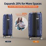 Expandable Blue Luggage Set with Double Wheels
