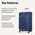 30" Navy Blue Softside Spinner Suitcase with Expansion