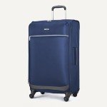 30" Navy Blue Softside Spinner Suitcase with Expansion