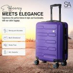 Purple 55cm Hard Shell 4-Wheel Cabin Suitcase