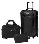 3-Piece Black Euro Carry-On Luggage Set