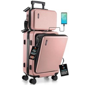 Travelarim 22-Inch Hard-Shell Carry-On Suitcase - Pink