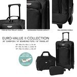 3-Piece Black Euro Carry-On Luggage Set