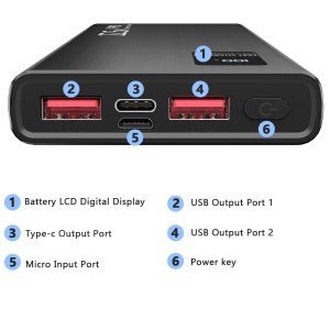 High-Capacity Portable Power Bank with USB Charging