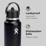 Insulated Hydro Flask Water Bottle with Wide Straw