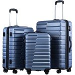 Coolife 3-Piece Expandable Blue Luggage Set