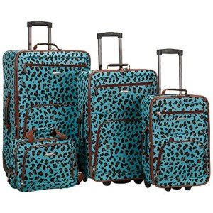 Blue Leopard 4-Piece Softside Luggage Set