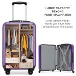 Kono 20-Inch Lightweight Carry-On Suitcase (Purple)
