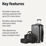 3-Piece Black Luggage Set with Carry-On