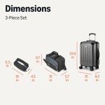 3-Piece Black Luggage Set with Carry-On