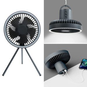 Rechargeable 10000mAh Camping Fan with LED Light