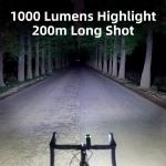 1000 Lumen USB Rechargeable Bike Headlight