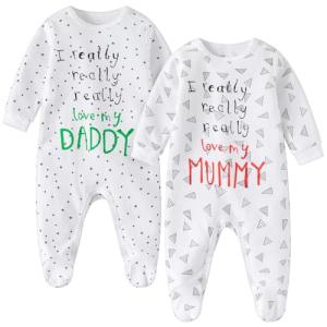 2-Pack Cotton Long Sleeve Newborn Rompers