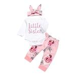 Baby Girl Little Sister Outfit Set - Pink
