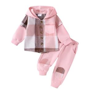 Toddler Girls Winter Outfit Set in Pink