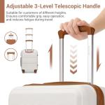 Kono Lightweight Hard Shell Carry-On Suitcase - Cream