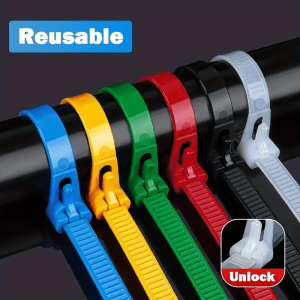 100 Reusable Nylon Cable Ties in Mixed Colors