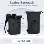 Waterproof 17-Inch Roll Top Laptop Backpack
