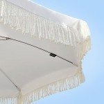 7ft Outdoor Patio Umbrella with Tassels - White