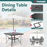 Pamapic 5-Piece Patio Dining Set with Swivel Chairs