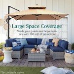 Navy Blue 10x10ft Cantilever Patio Umbrella with Lights