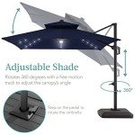 Navy Blue 10x10ft Cantilever Patio Umbrella with Lights