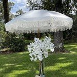 7ft Outdoor Patio Umbrella with Tassels - White