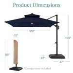 Navy Blue 10x10ft Cantilever Patio Umbrella with Lights