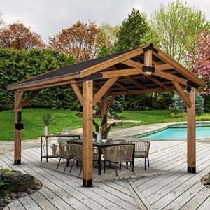 Norwood Cedar Wood Outdoor Gazebo with Steel Roof