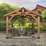 Norwood Cedar Wood Outdoor Gazebo with Steel Roof