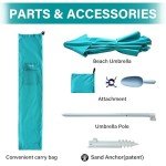 8ft Heavy Duty Beach Umbrella with Sand Anchor